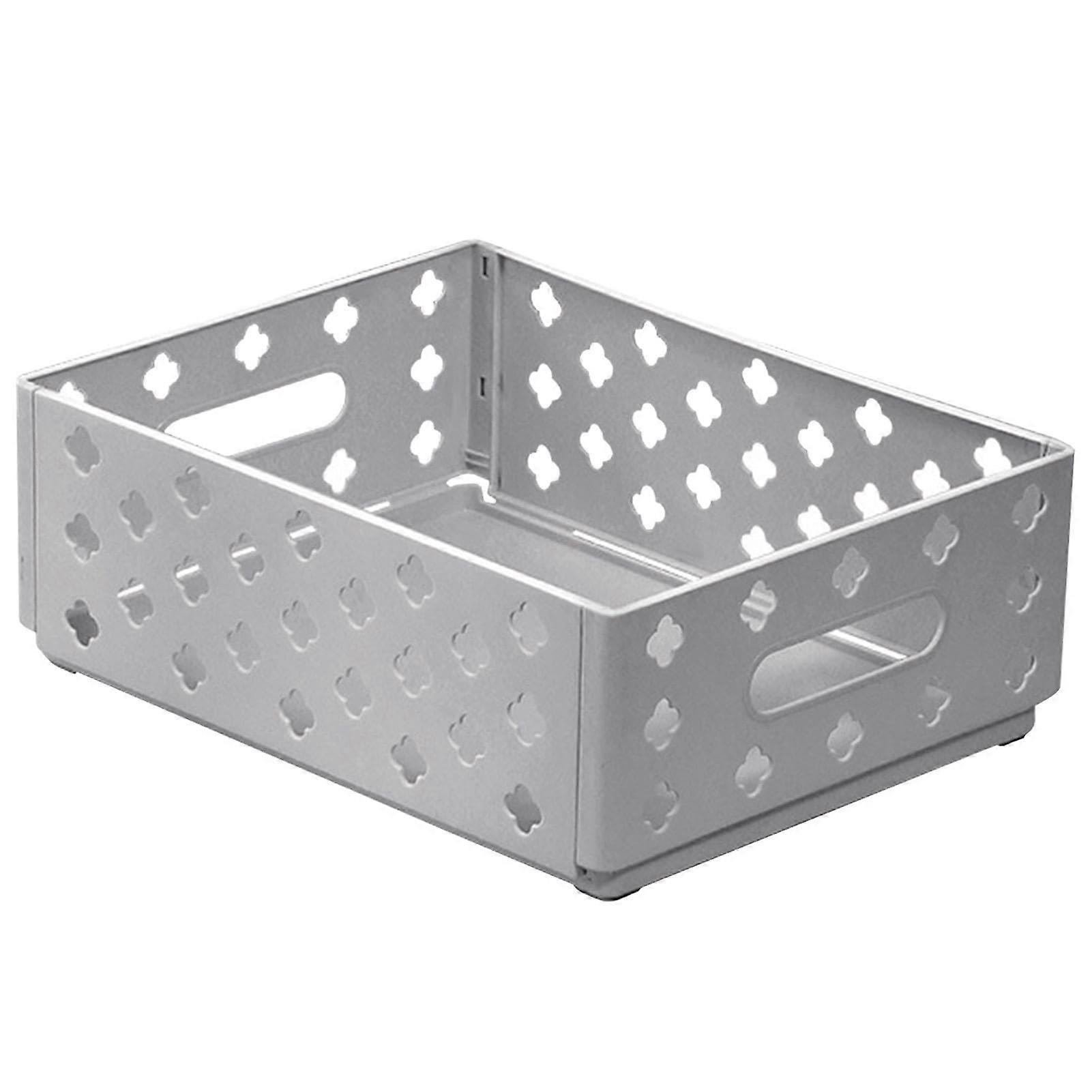 Foldable Storage Crate - Small Gray Organizing Baskets for Home, Office, Kitchen, Bedroom, Portable and Scalable Storage Solutions