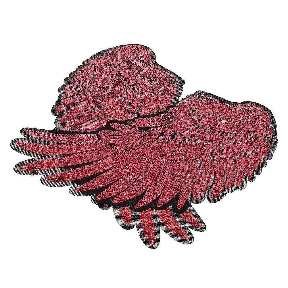 Red Sequin Patches Angel Wing Applique for Decor 4Pcs Eye-Catching Design