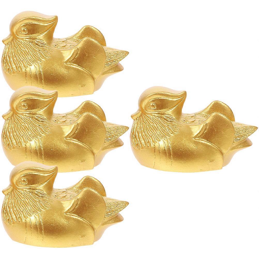 Craft Statues Golden Color for Home 4Pairs Duck Figurines