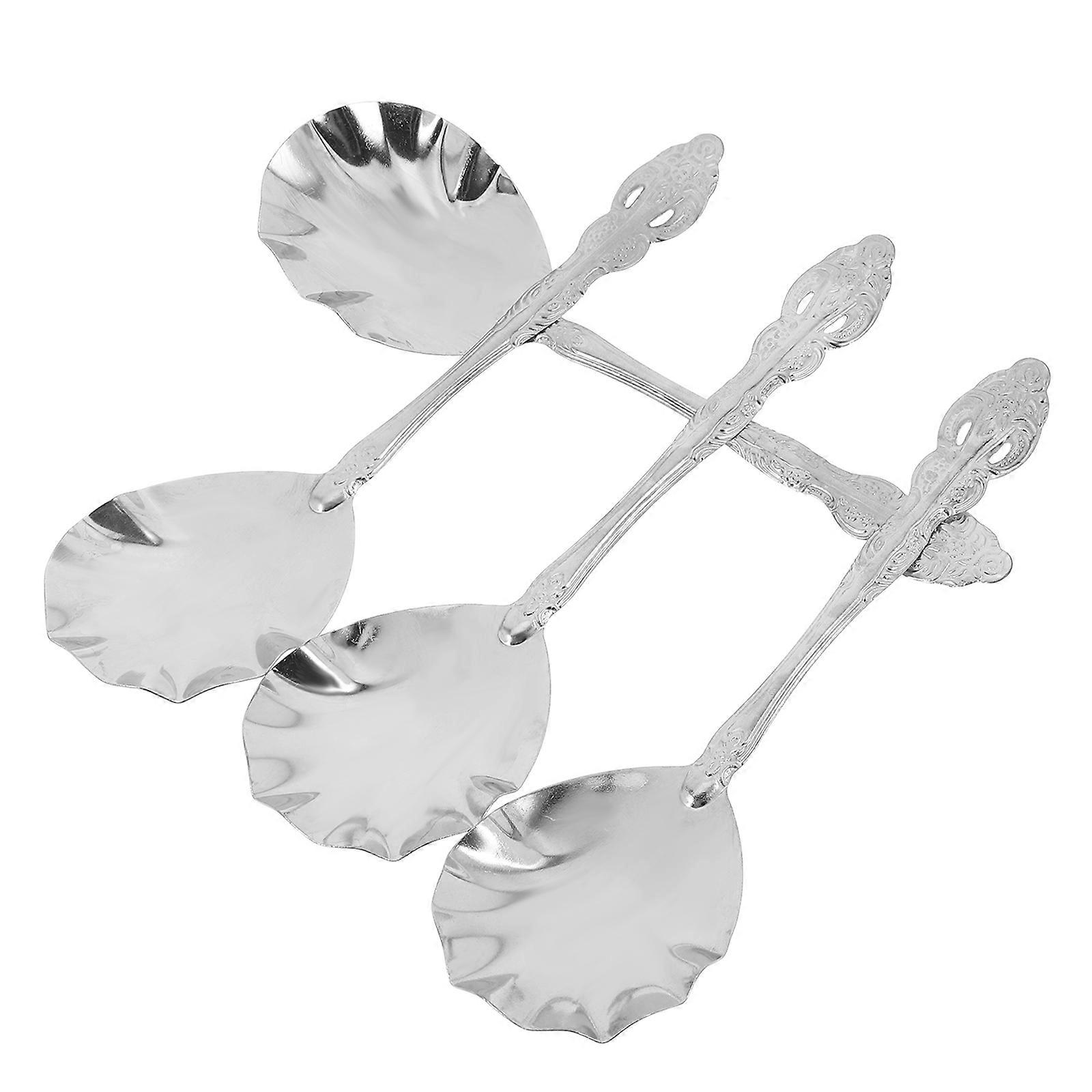 Seashell Shape Spoons Stainless Steel for 16Pcs Silver Dessert Serving Spoons