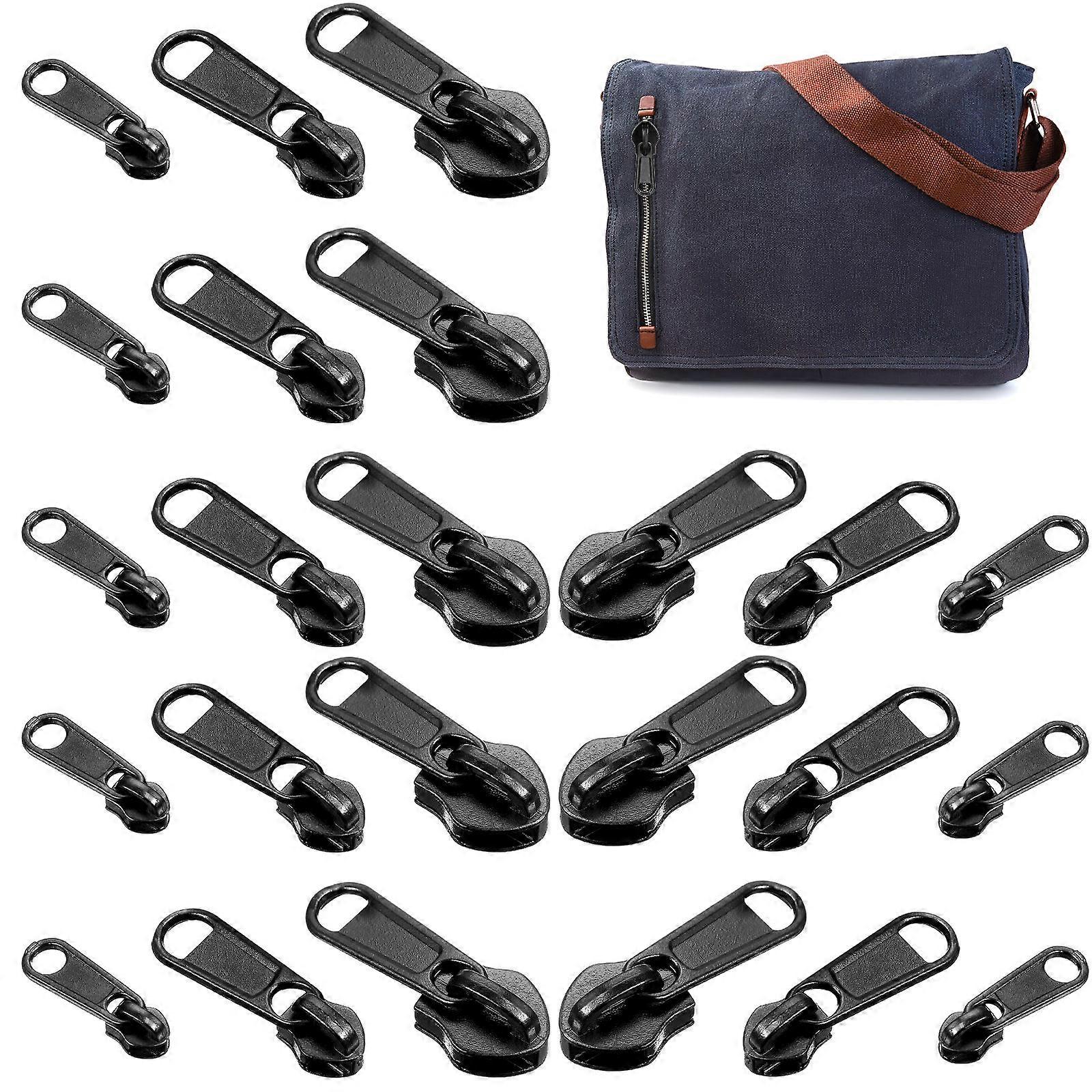18Pcs Metal Zipper Pull Sliders for Sewing Black Slider Replacement