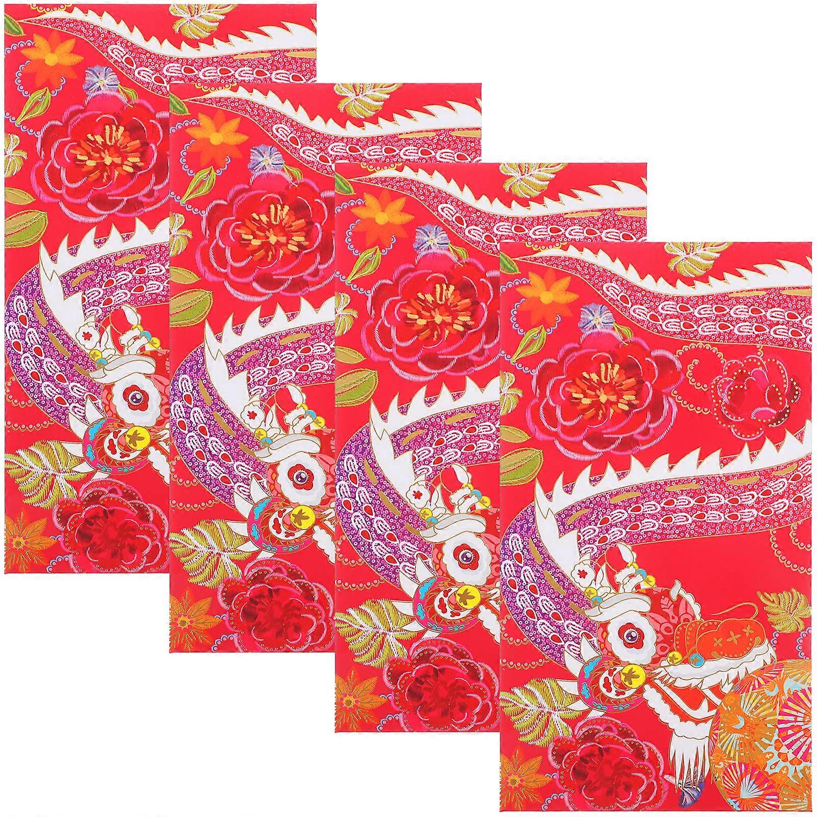 Spring Festival 8 Pcs Red Envelopes Paper Money Bags For Chinese Lunar New Year Celebrations 16.8X8.8CM With Functionality