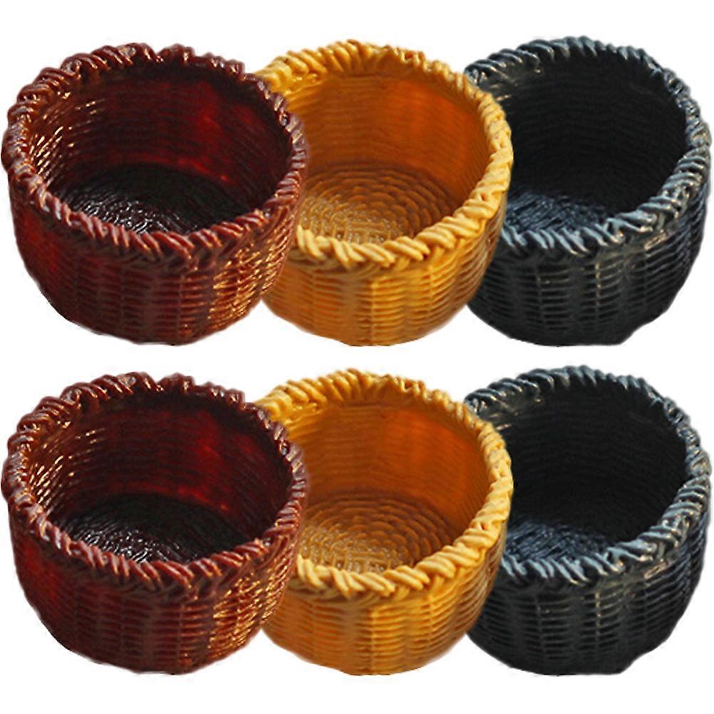 Mini Basket Model Miniature Basket for Decor 6Pcs Resin Assorted Color