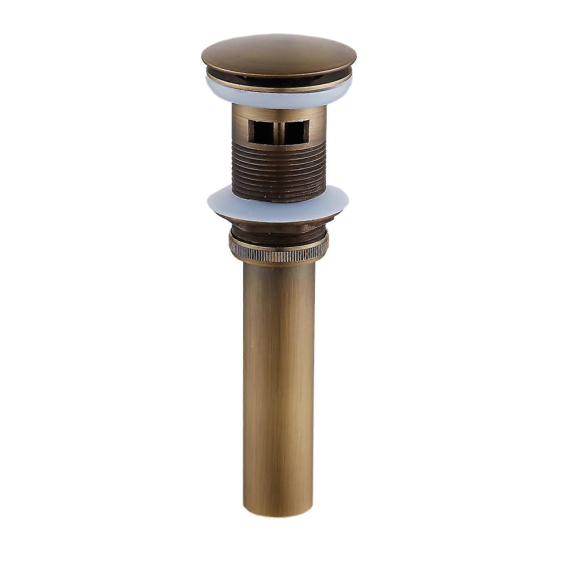 Antique Brass Pop up Drain for Basin Sink Tap Drain Stopper Without Overflow