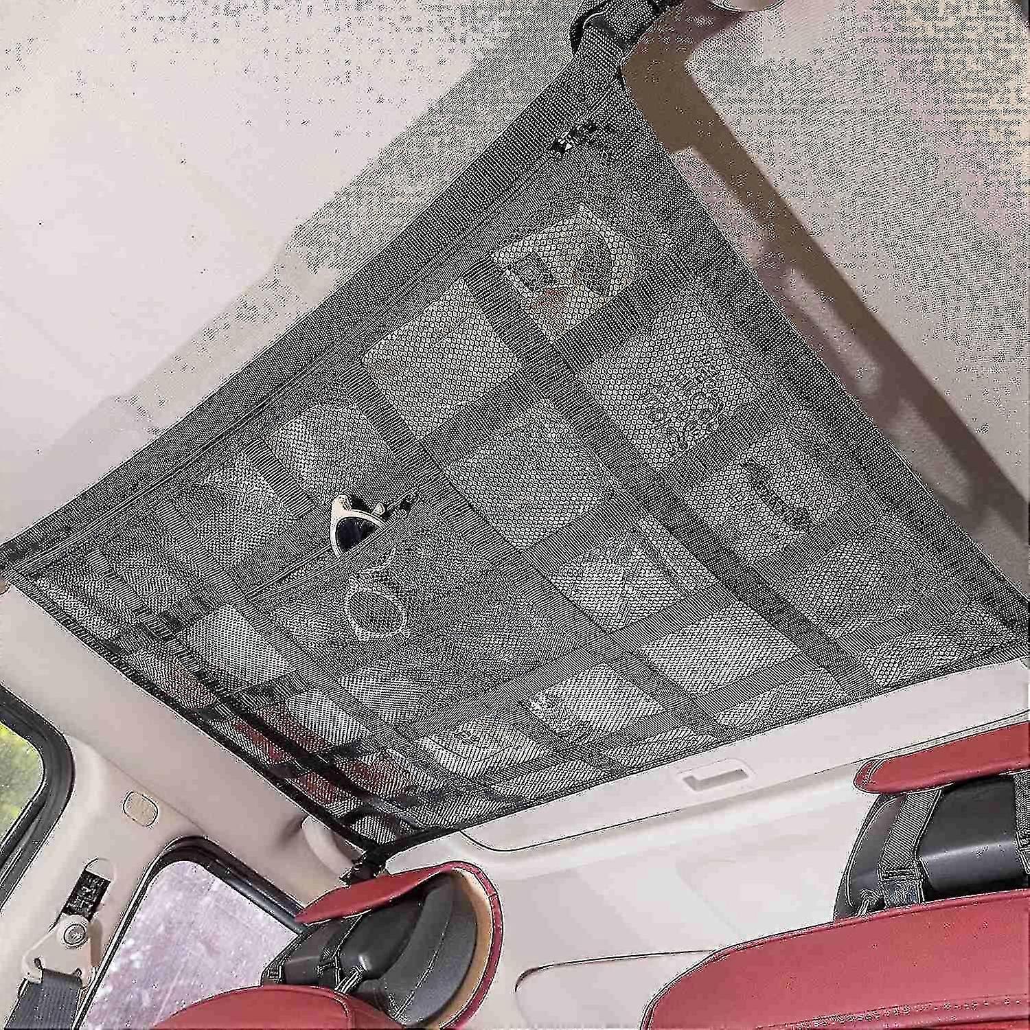 Upgrade Car Ceiling Cargo Mesh Bag, 80x55cm Reinforced Load Bearing And No Sagging Double Layer Mesh