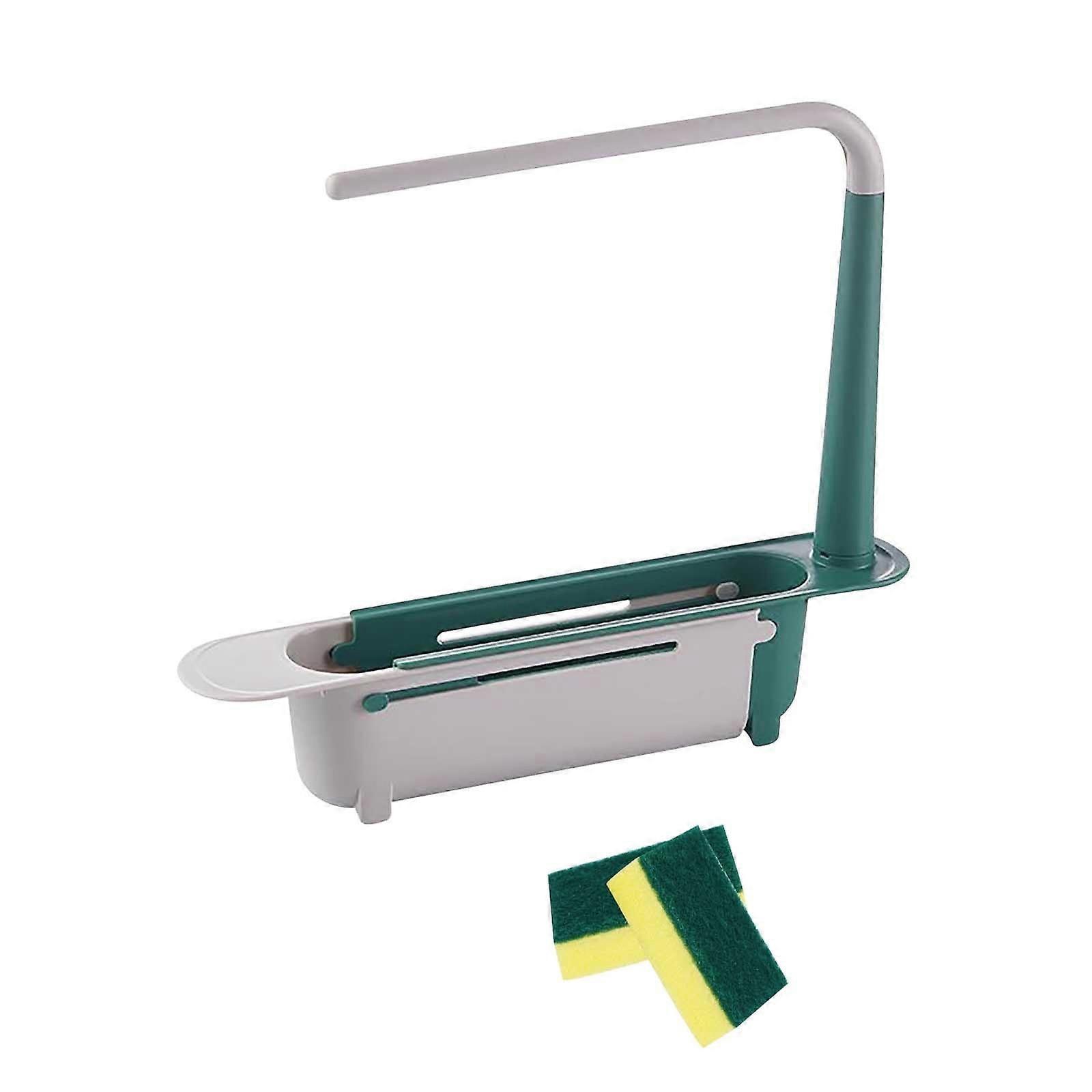 ZKCCNUK Sink Telescopic Rack + 2PC Pads, Multifunctional Pull-out Storage Rack, Hanging Dishwashing Cloth Holder