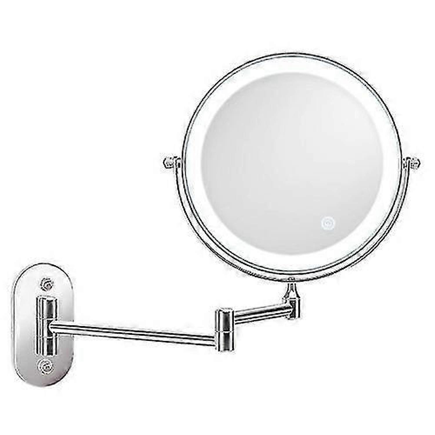 8 Inch Wall-mounted Double-sided Makeup Mirror Led Three-tone Light Bathroom Mirror
