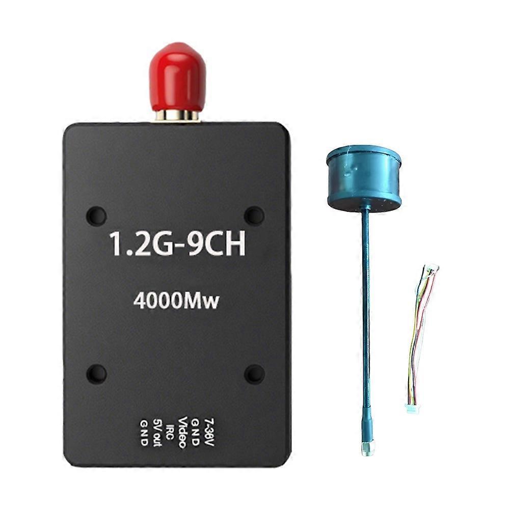 1.2G 4W VTX 9 Channel FPV Audio Video Transmitter PAL/ NTSC 7-36V with Antenna for FPV RC Long Range Drones