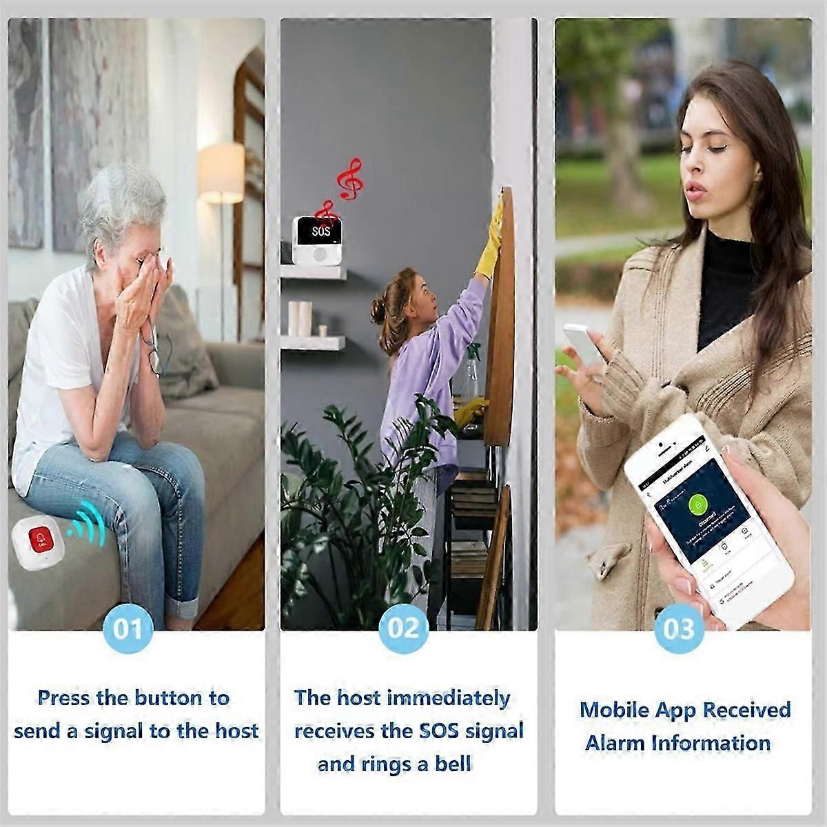 Wireless WiFi Elderly Caregiver Pager SOS Call Button Emergency SOS Medical Alert System for Seniors