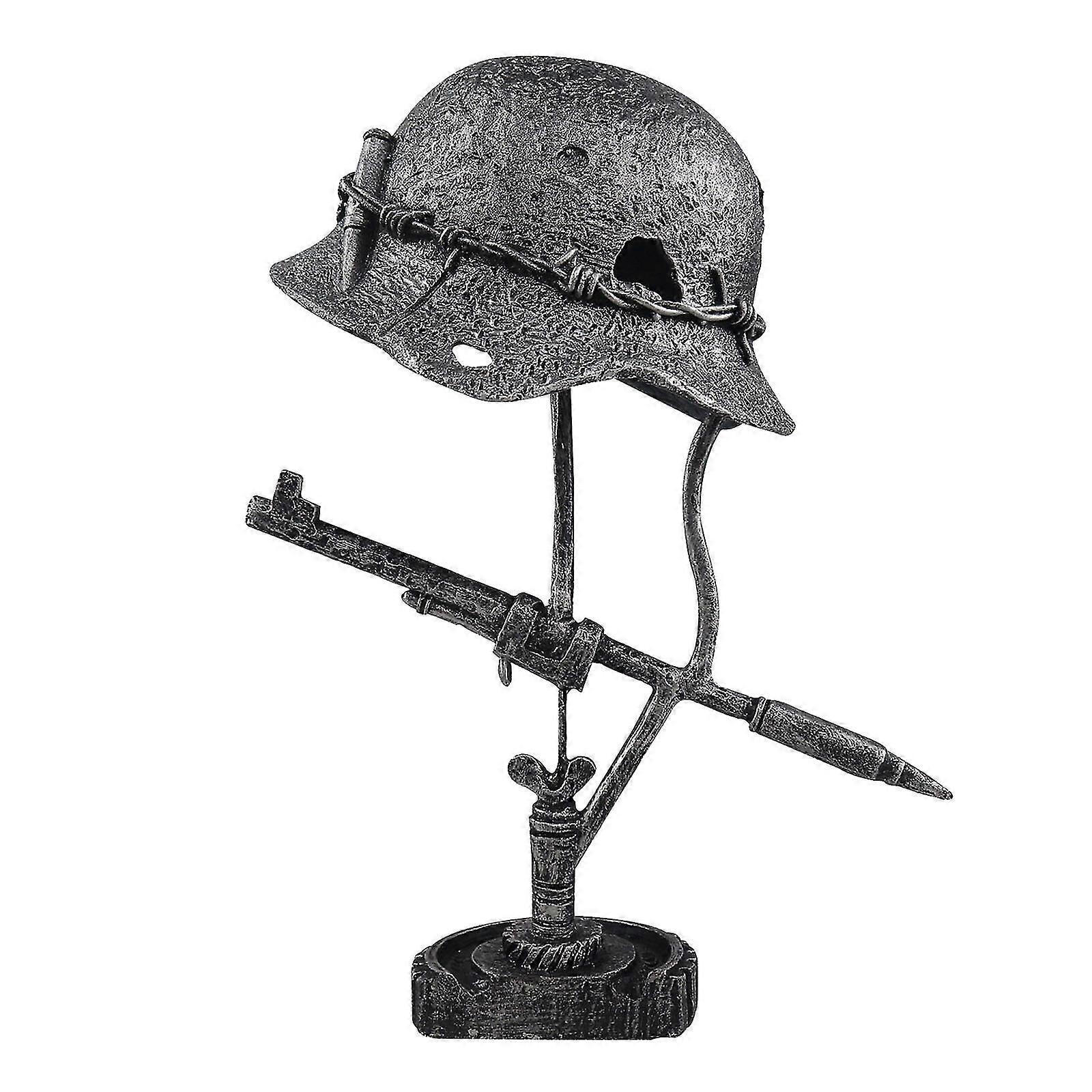Table Lamp Statue Made From Soldier Helmet And Bayonet Best  for Military Enthusiasts