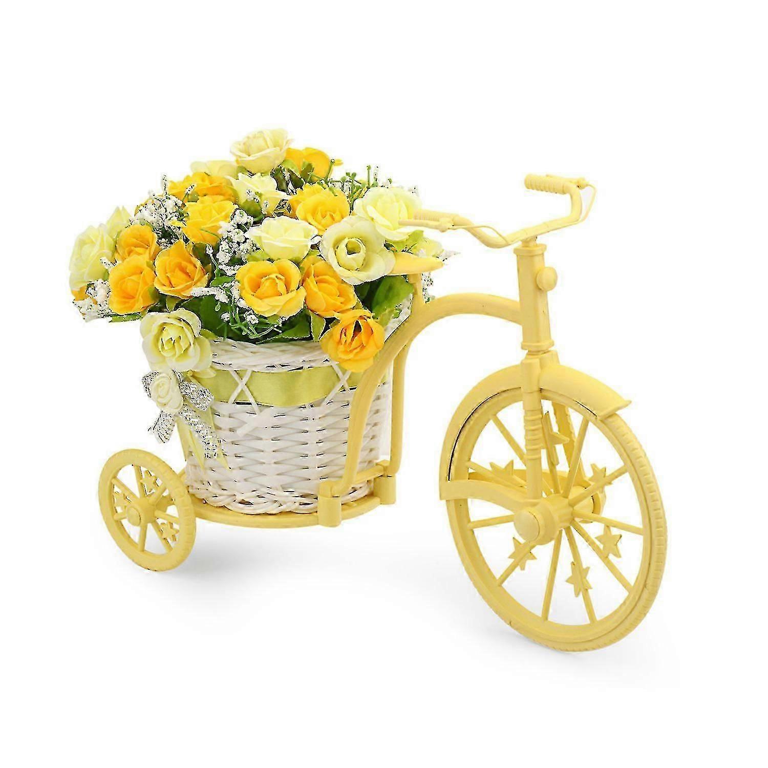 Peroptimist Nostalgic Bicycle Artificial Flower Decor Plant Stand (yellow)