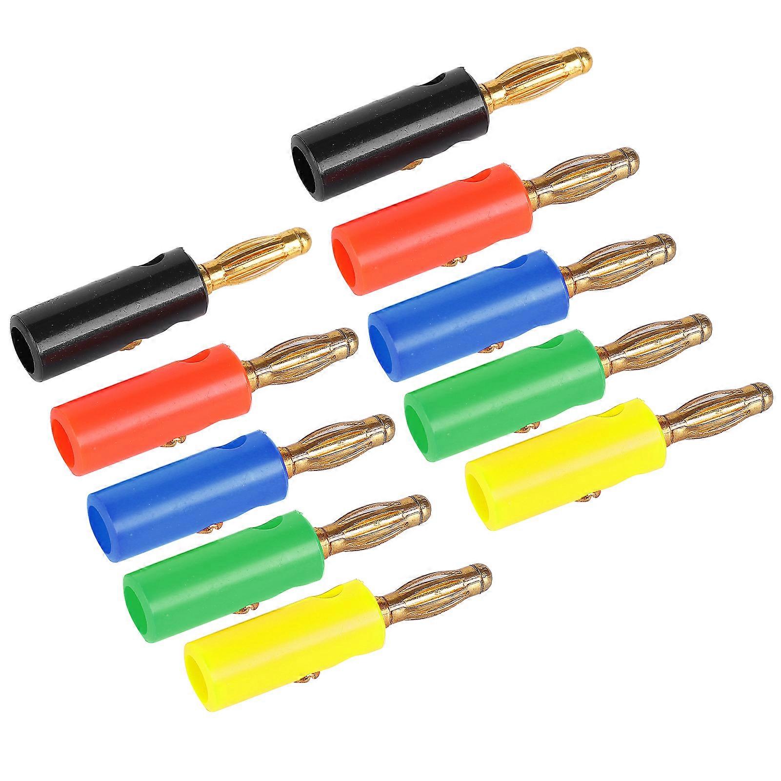2Set U54 4mm Lantern Shape Banana Plug Gold Plated with Fixed Screws Red Black Yellow Green Blue