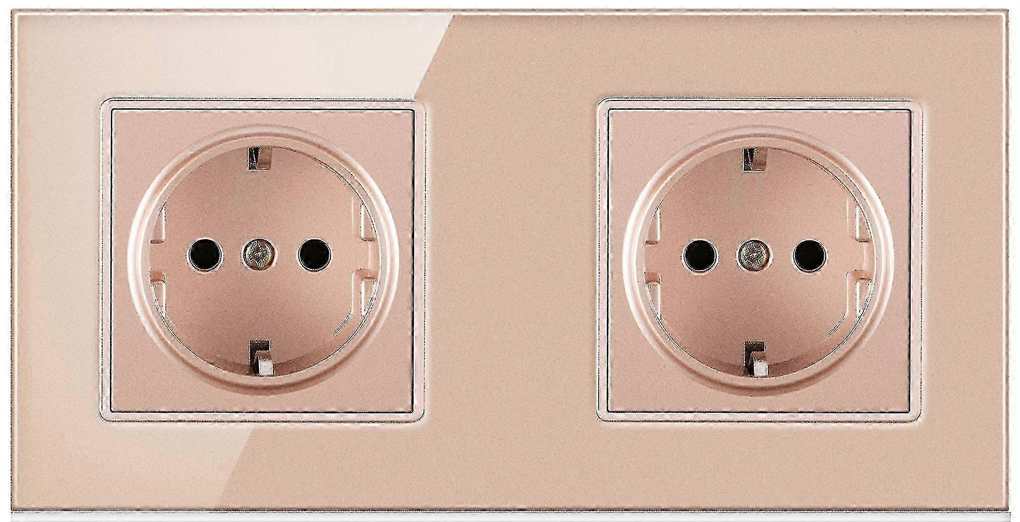 Wall Power Socket Two-slot Electrical Outlet Glass Panel Double Plug Socket