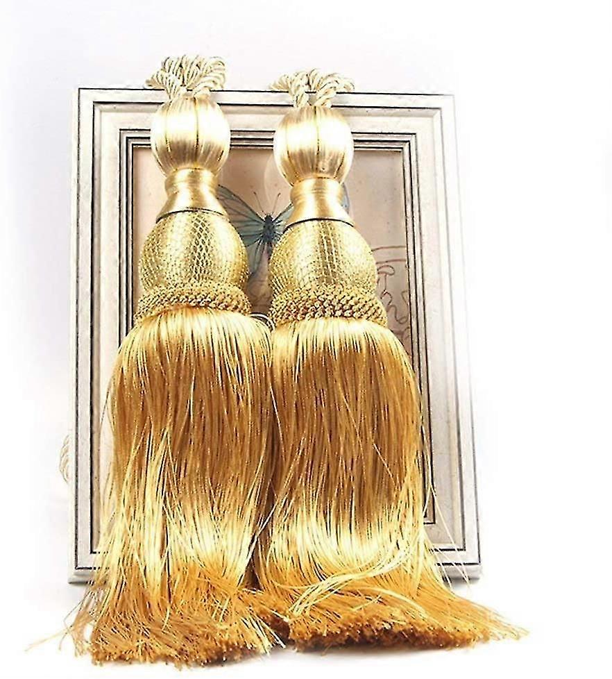 1ペアタッセルカーテンタイバックホーム装飾窓カーテンカーテンボールタッセルロープホールドバック(ゴールド)stcyv