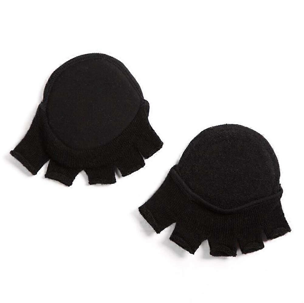 Five Toe Socks Pads AntiSlip Forefoot Toeless Metatarsal Pads For Ladies Breathable Elastic One Size Black