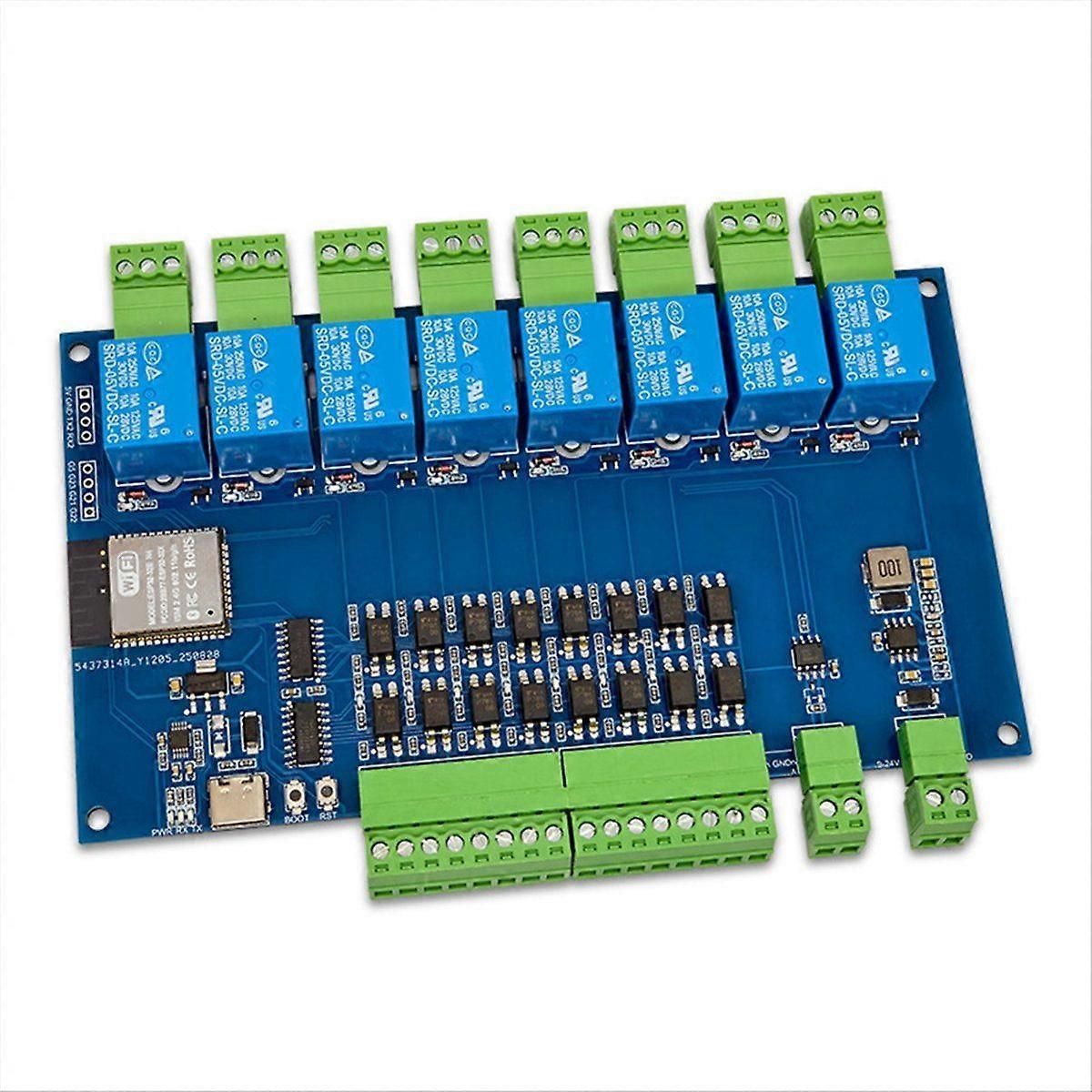ESP32 RS485 Modbus 8 Channel Relay Module 9-24V TYPE-C with WIFI Bluetooth Support Modbus