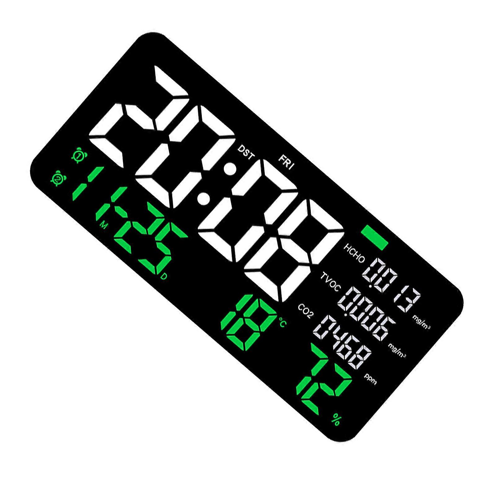 Modern Air Quality Tester Clock with Formaldehyde Detection, 2 Alarms and Temperature Display for Household Use Multicolor
