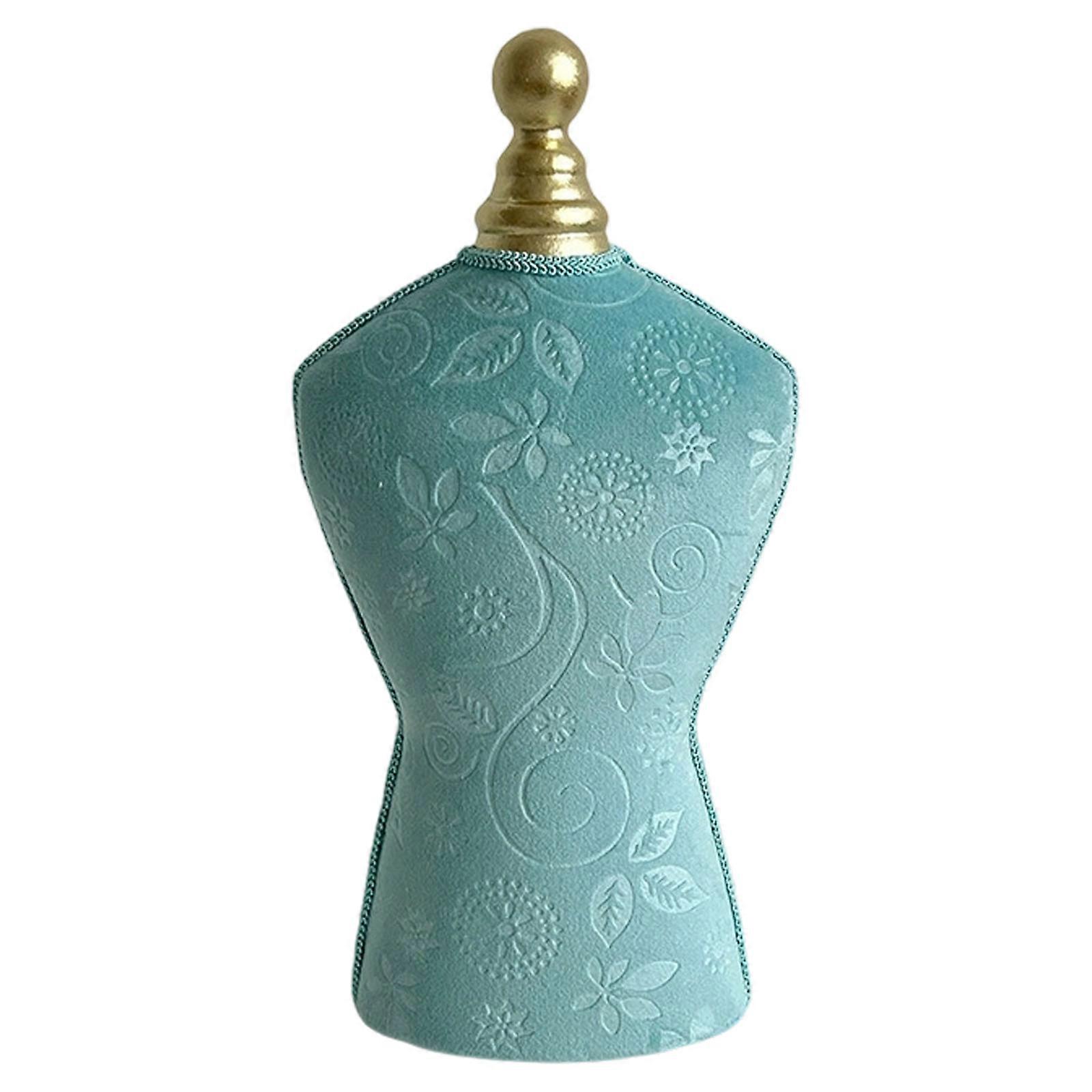 Elegant Jewelry Showcase Bust Velvets and Alloy Texture Practical Desktop Display Holder for Necklace Collections Stores  Cyan print