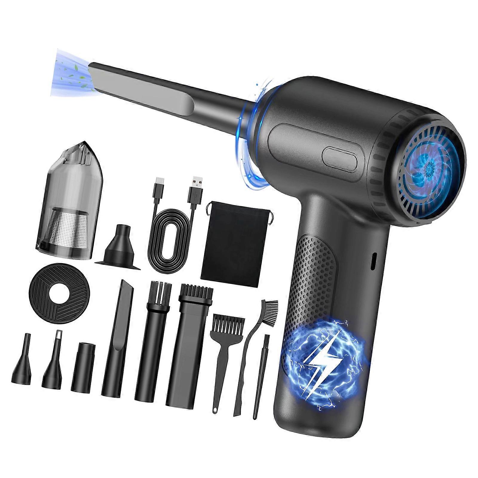 Portable Rechargeable Air Duster LED Light Compressed Air Cleaner For Tight Space Long Runtime For PC Keyboards Car Multicolor