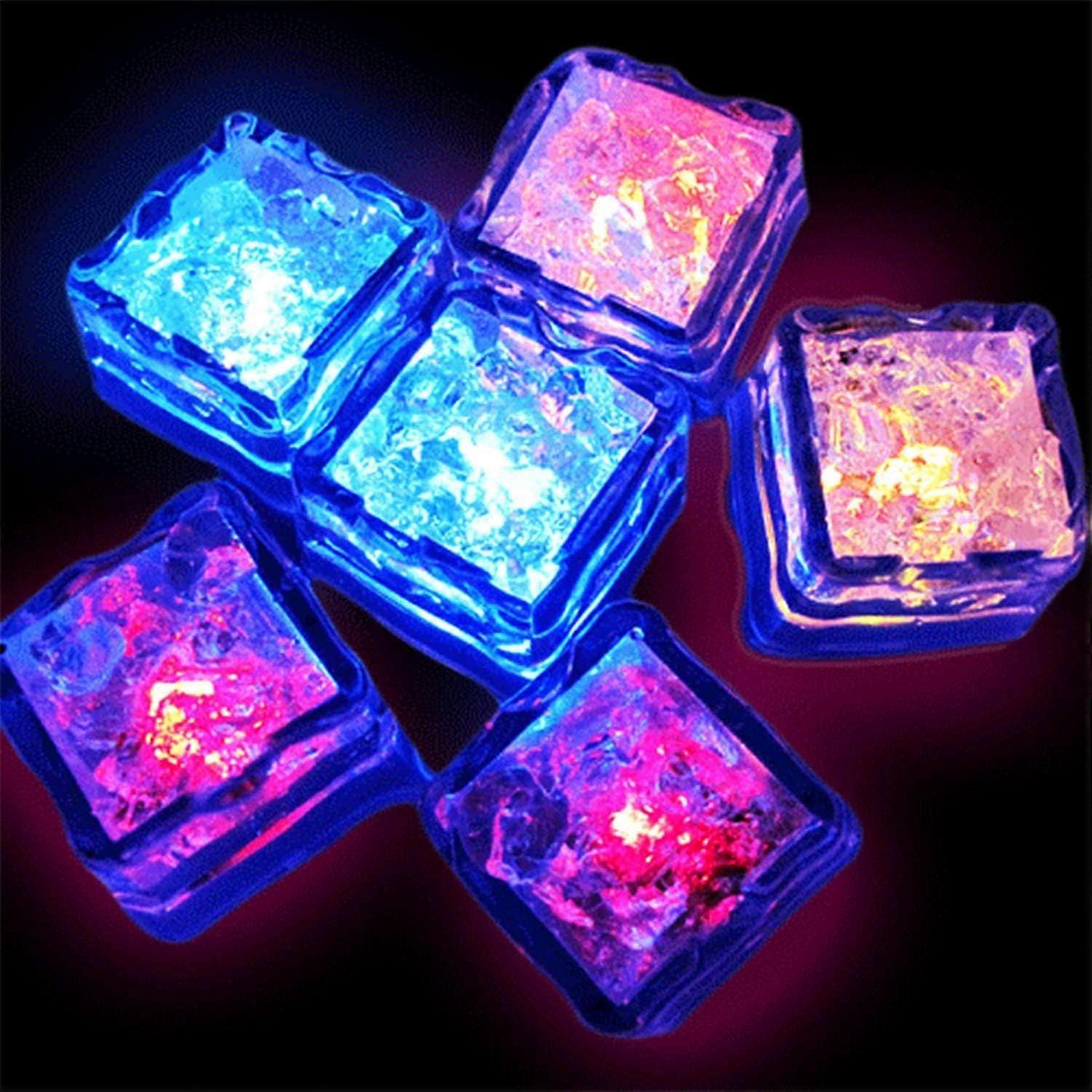 LED Light Up Ice Cubes 12 Pack with Liquid Sensor for Drinks, Party, Wedding, Bar, Christmas Decor