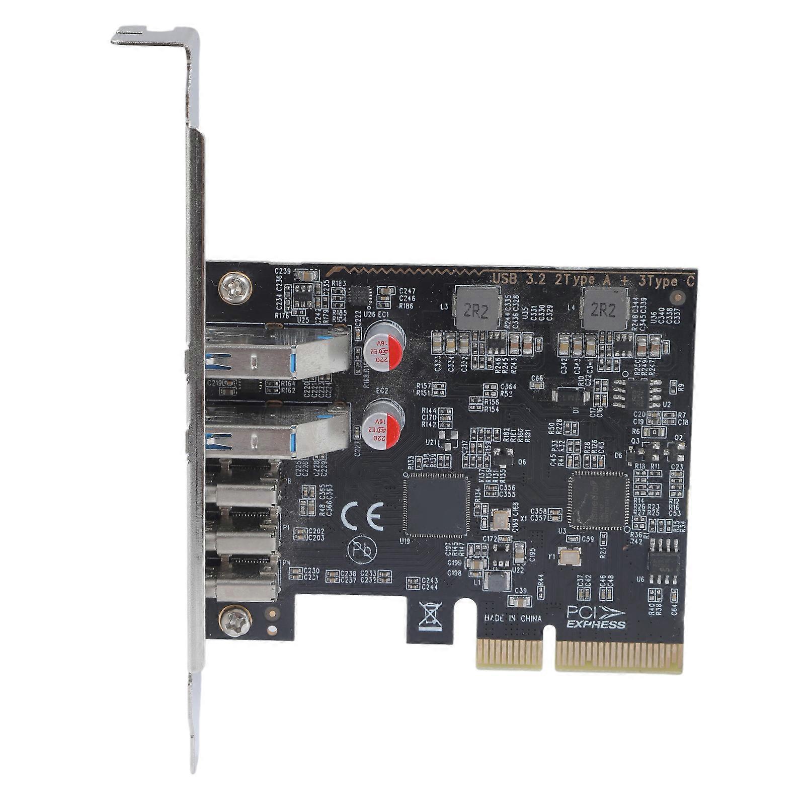 Placă de expansiune PCIe 4X USB3.2 Gen 2 cu 5 porturi, convertoare PCIe cu 5 porturi de tip A și tip C pentru transfer rapid de date, multicoloră