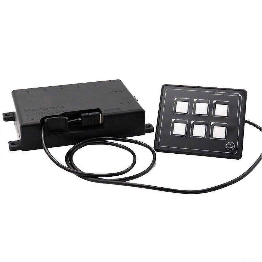 6 Gang Waterproof LED Switch Panel with Control Box for Car RV Marine 1130V DC IP66 10A