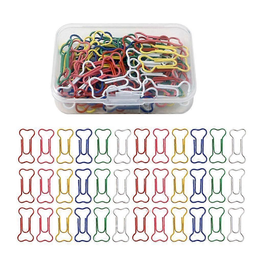 1 Set 60pcs Boxed Bone Shape Paper Clips Creative Office Clips (colorful)
