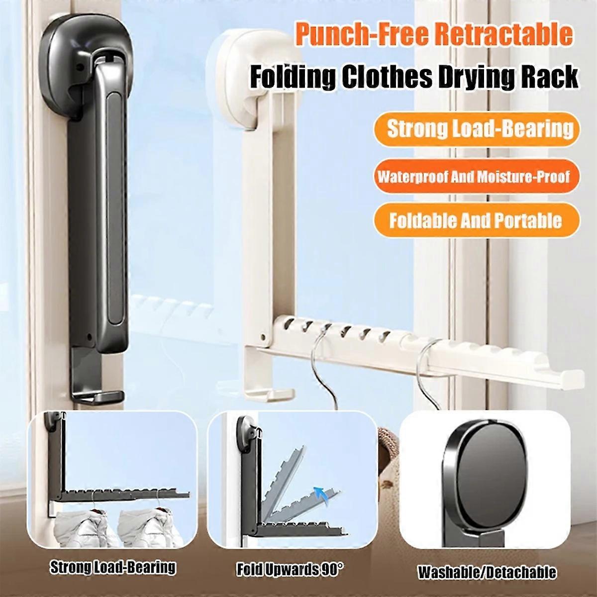 Folding Wall-Mounted Clothes Drying with Suction Cup Foldable Retractable Portable Clothes Drying Folding Clothes Racks