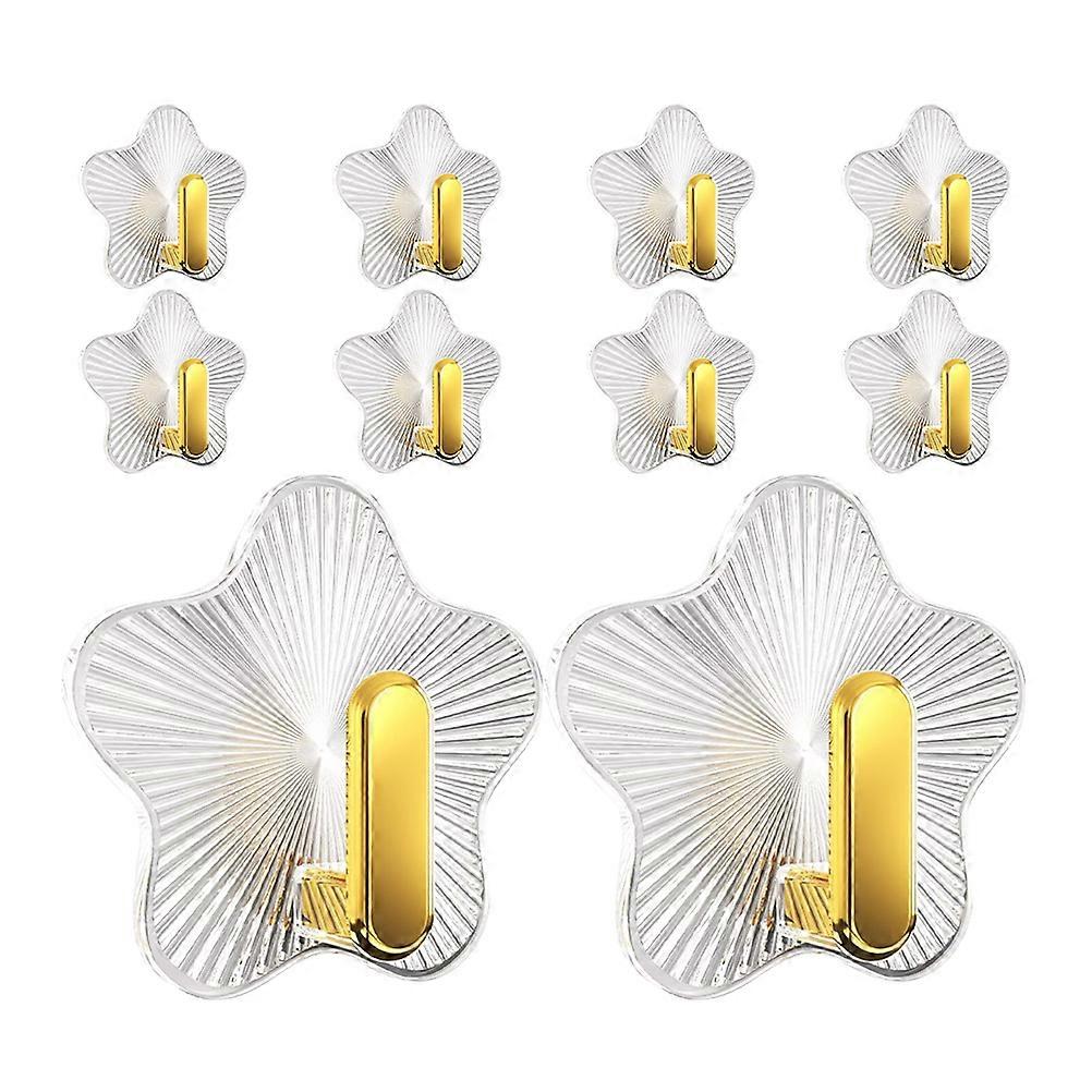 10pcs Star Design Self Adhesive Wall Hooks Hanging Keys Hooks Towels Purses Hats Caps Storage Hooks
