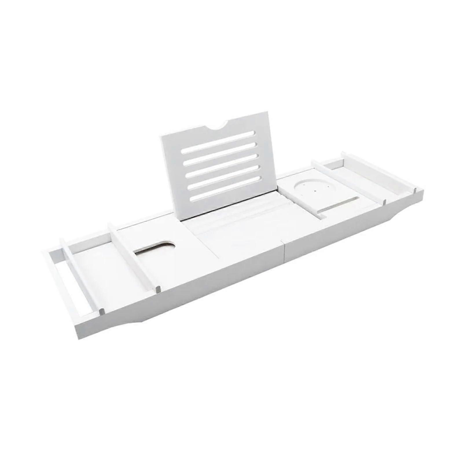 Expandable Bamboo Bathtub Tray with Book and Wine Holder, Soap Dish, 2 Box Set for Spa Bath