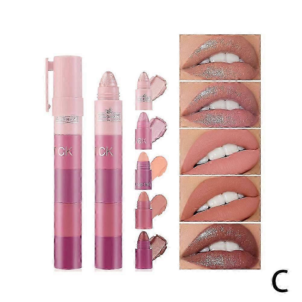 Set (B) $DIMSHOW 5-section lazy eye shadow pen high gloss plain face eye silkworm pen pearlescent waterproof eye shadow stick set
