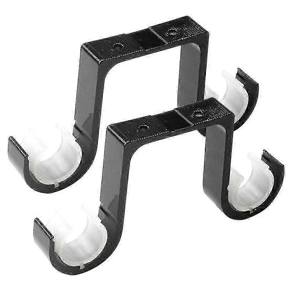 Ceiling Mounted Aluminum Alloy Double Curtain Rod Brackets 2-Pack - Black