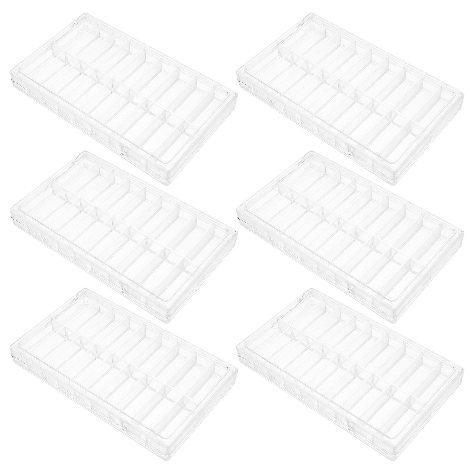 Compartment Storage Box Watch Parts Storage Box For Watch Enthusiasts Rectangular Clear Plastic Containers 6Pcs