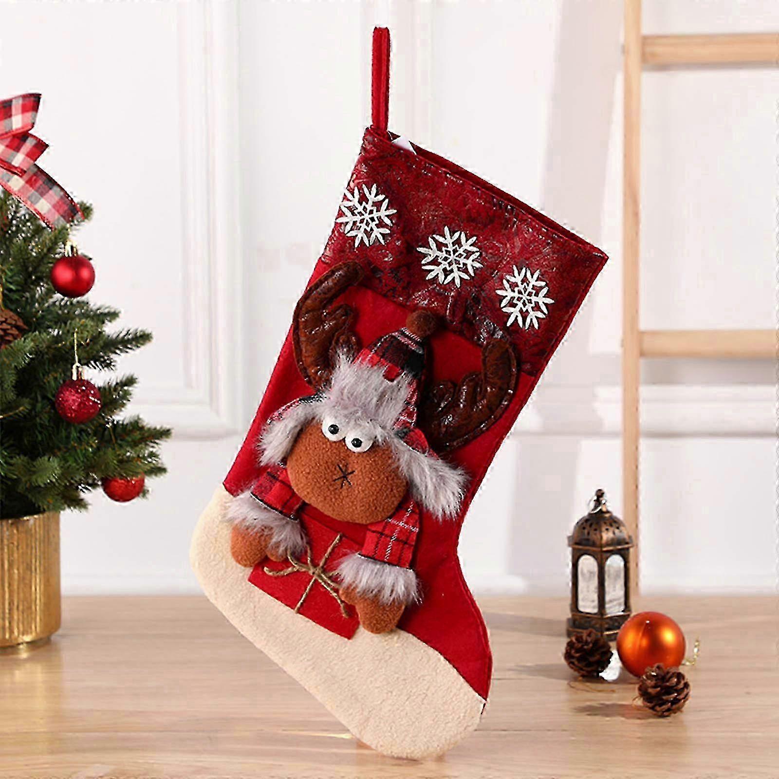 Holiday Stocking for Christmas Tree with Old Man Christmas Pattern