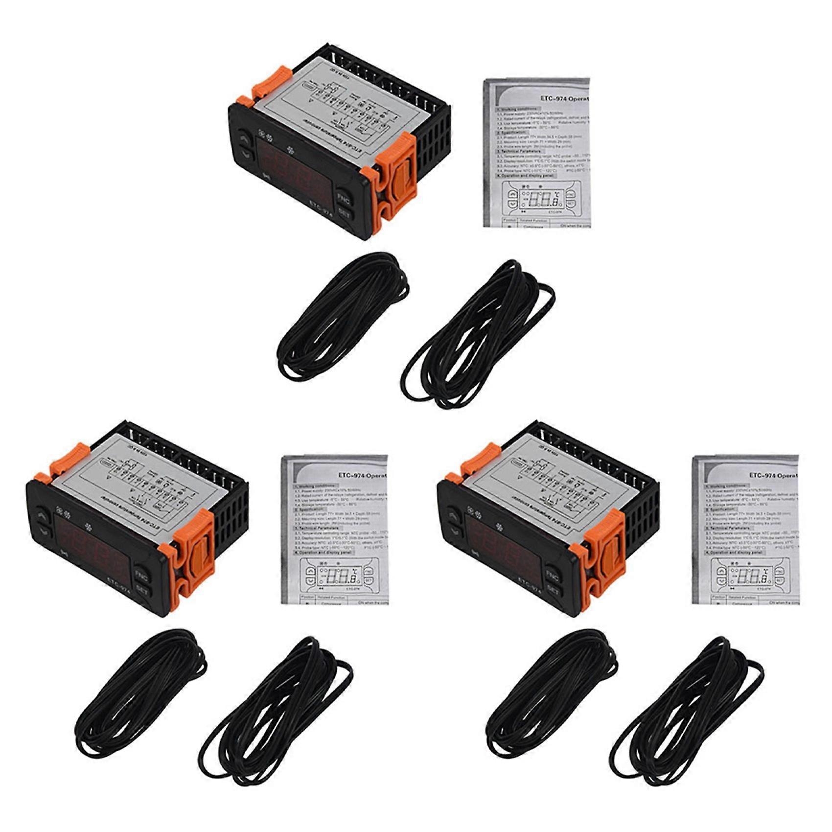 3X ETC-974 Mini Temperature Controller Refrigerator Thermostat Regulator Thermoregulator Thermocouple NTC Dual Sensor