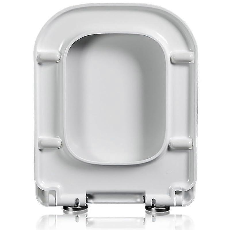 Soft Close Square Toilet Seat White PP, Adjustable Fit with Quick Release, Ergonomic Durable Design 36x45cm