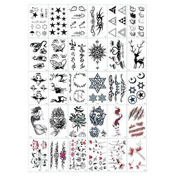 30-pack Rubbing Gum Temporary Fake Tattoos Multicolor