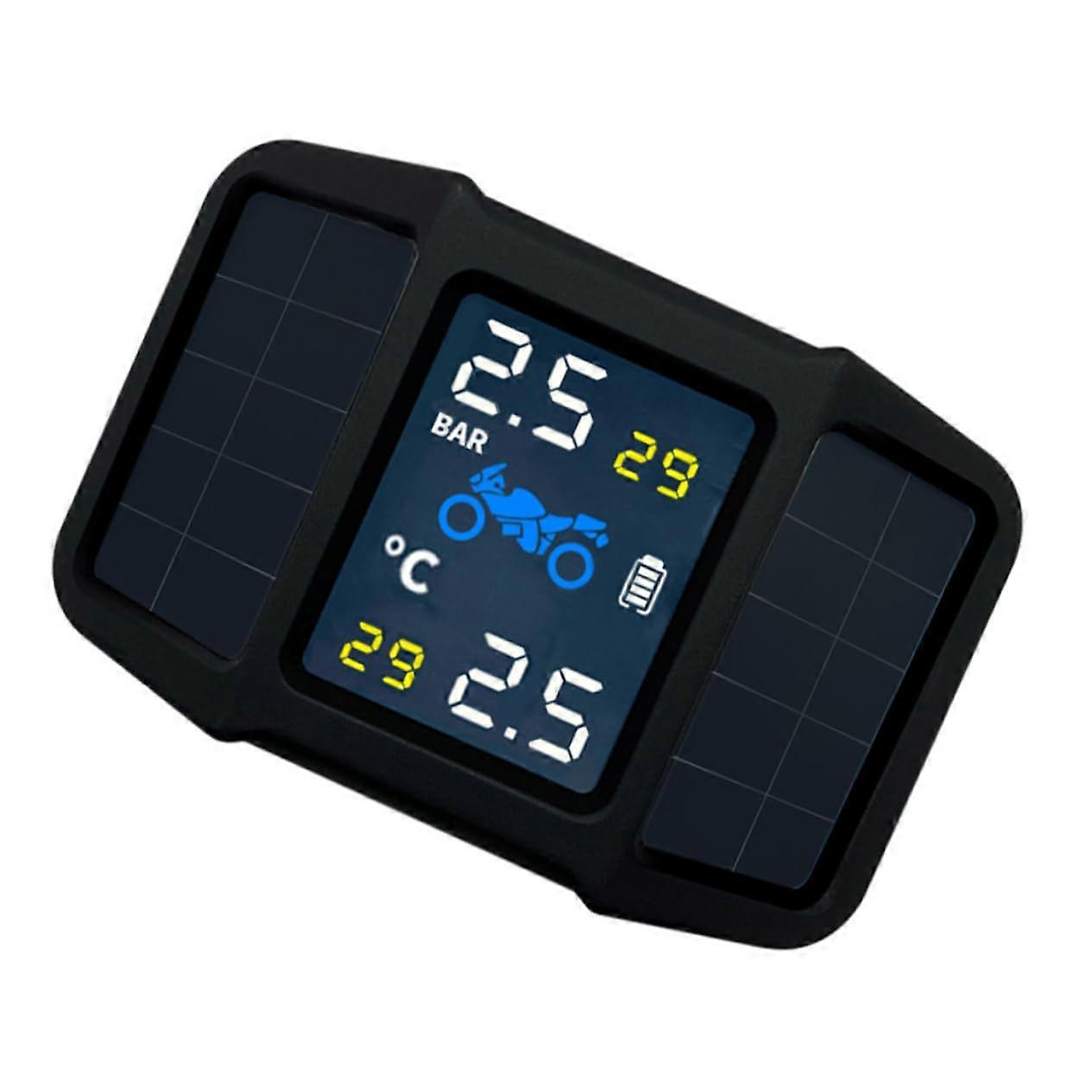 Motorcycle Tire Pressure Monitor TPMS with Solar Power, RealTime Display and Fast Charging