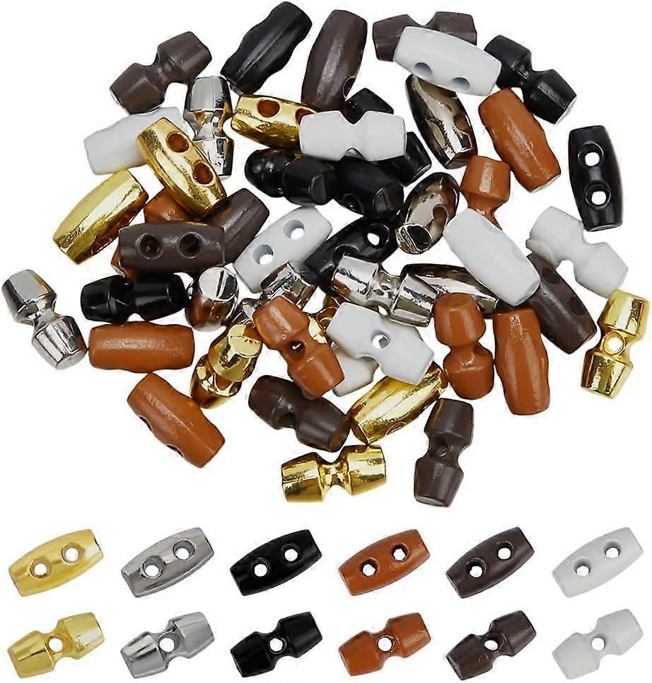 48 Pcs 1 Hole 2 Hole Mini Alloy Toggle Buttons 10x5mm Black White Tiny Sewing Horn Toggle Buttons 6 Colors Micro Olive Shape Sewing Buttons Gold Gunme