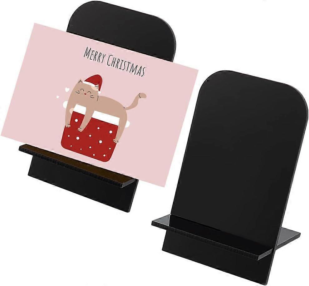 2 Set Black Acrylic Sign with Stand Slanted Back Acrylic Sign Holder Plastic Display Stand DIY Blank Table Numbers for Name Card Gifts Event Party Wed