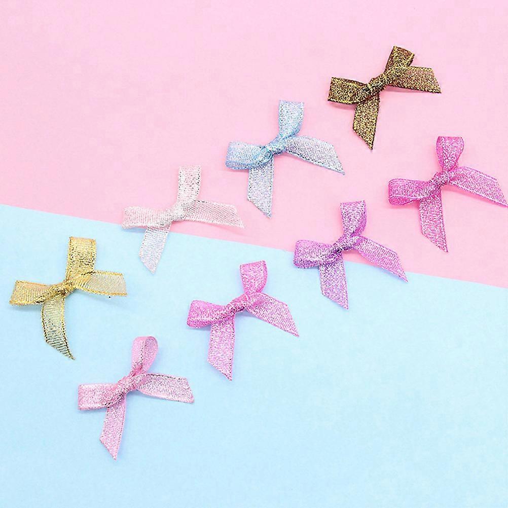 Silver Bowknot Decorations for Gift 100Pcs Hand-Made Bowknot Ornaments