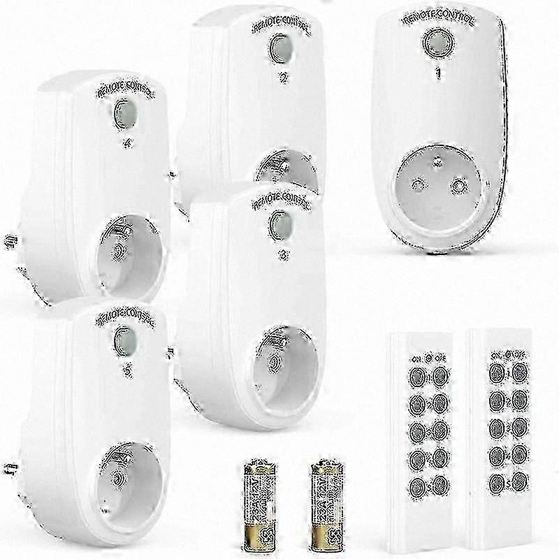 2025 New 5-Pack Smart Electrical Sockets, Programmable Outlets with Dual Wireless Remote Controls for Home Automation