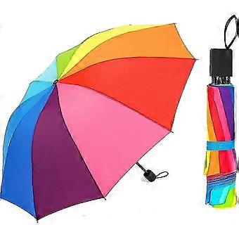 2025 Regenbogen Regenschirm, faltbarer Regenbogen Regenschirm, klein und bunt, 10 Farben