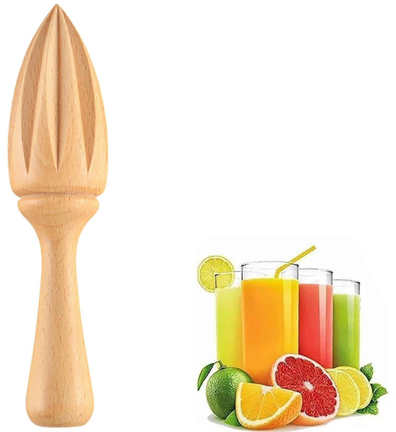 Wooden Citrus Juicer with Ergonomic Grip, Handheld Manual Lemon and Orange Squeezer 6.3x1.38 in