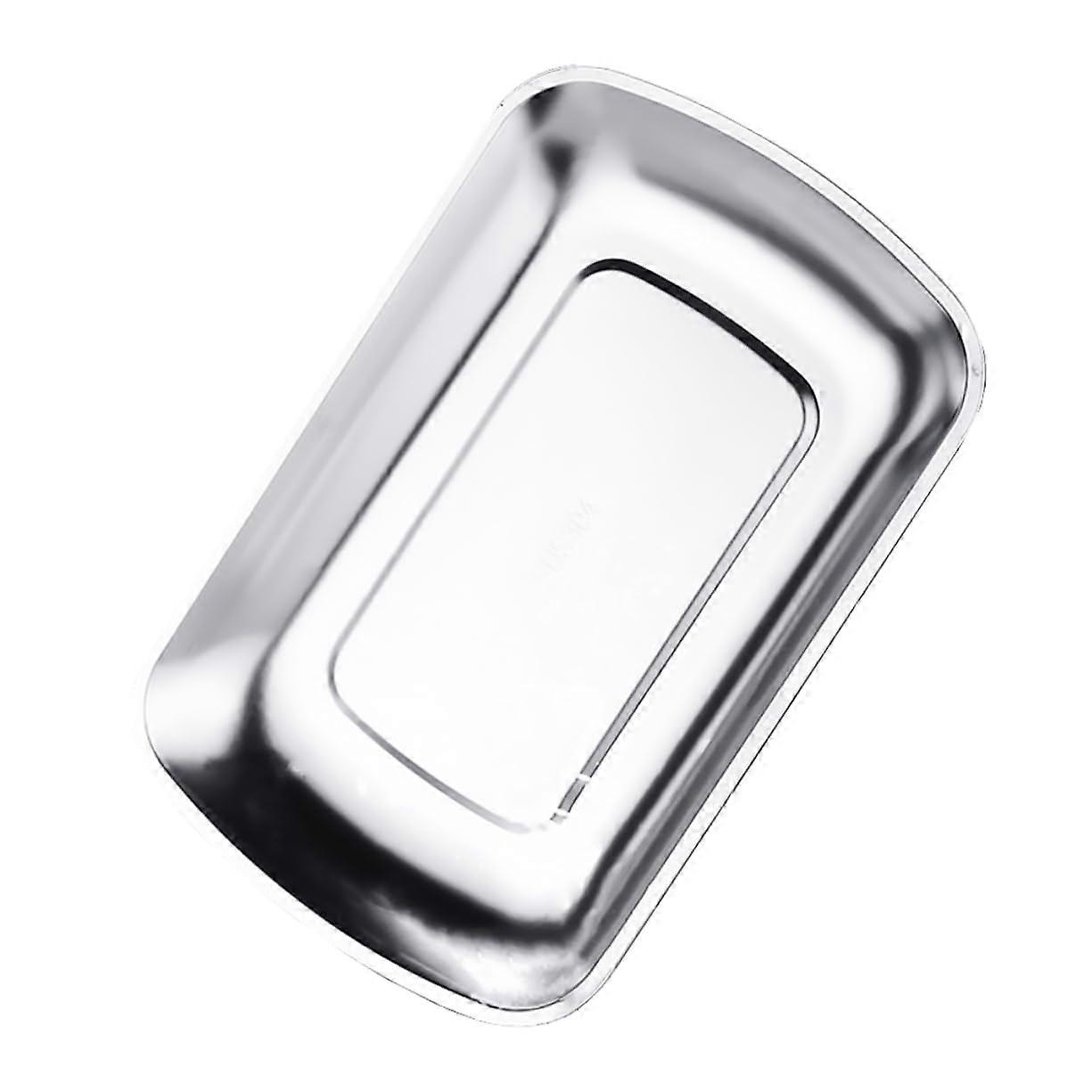 Square Nonstick Baking Pan and Stainless Steel Serving Tray Set for Oven and Kitchen Use 21.5x13.5CM