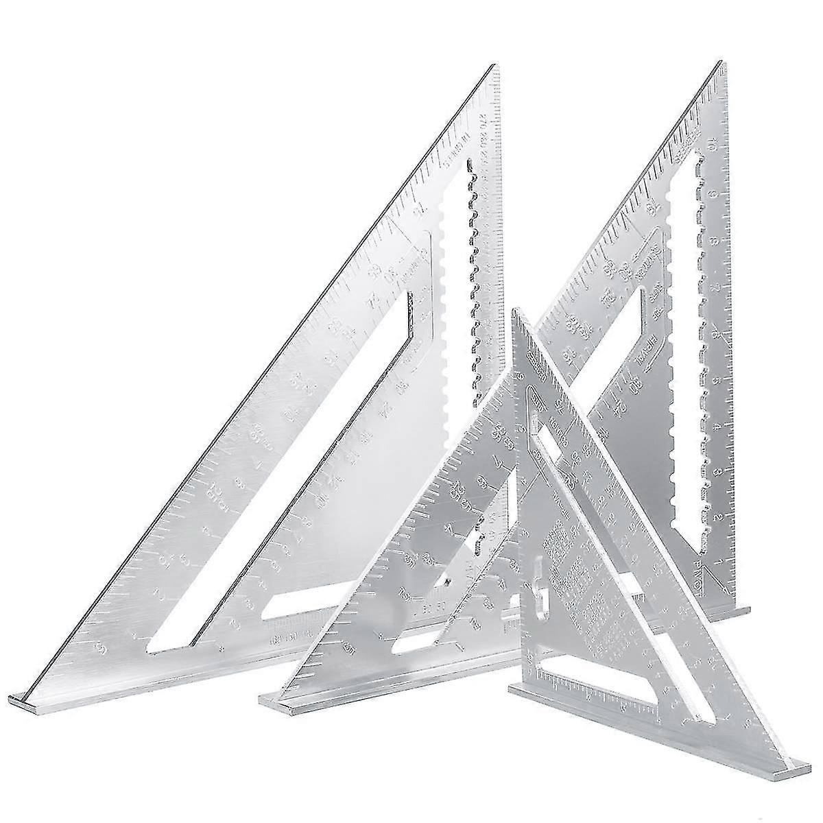7/12 Inch Aluminum Alloy Angle Ruler Metric Triangular Measuring Ruler Woodwork Speed Square Triangle Angle Protractor