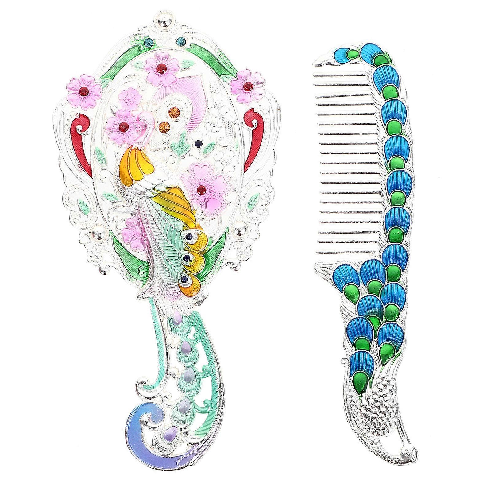 Silver Vintage Makeup Mirrors for Makeup Use 2Sets Portable Design