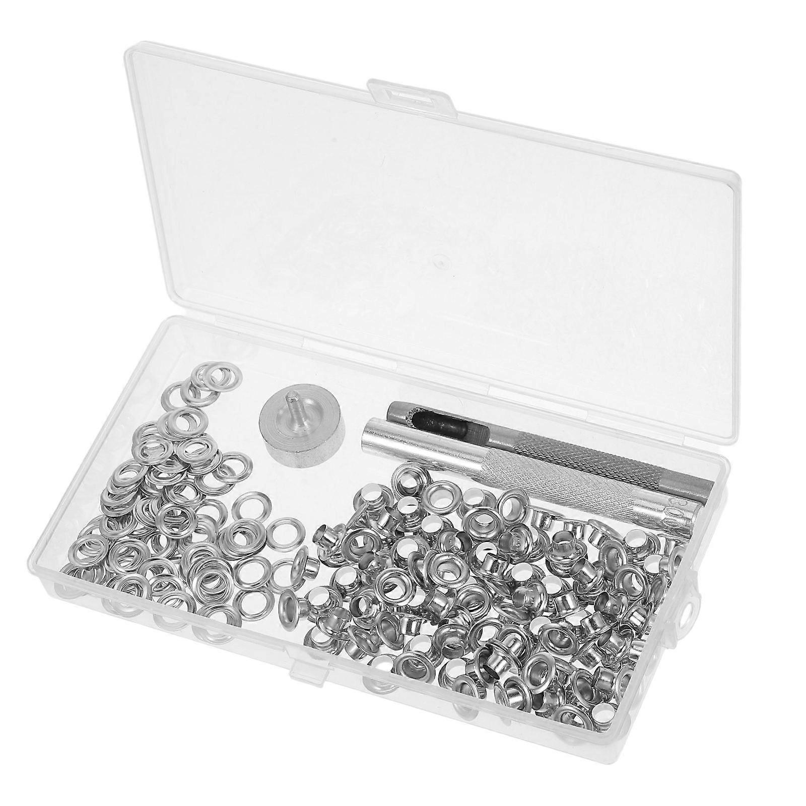 Silver Eyelet Kit Grommet Tool for Crafts 1Set with Professional Installation Tools