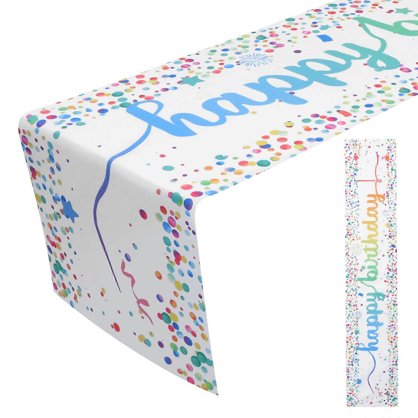 Birthday Table Decor White Polyester Table Runner for Party Use