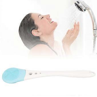 Silicone Body Brush with Long Ergonomic Handle for Gentle Exfoliation and Back Scrubber Shower Use